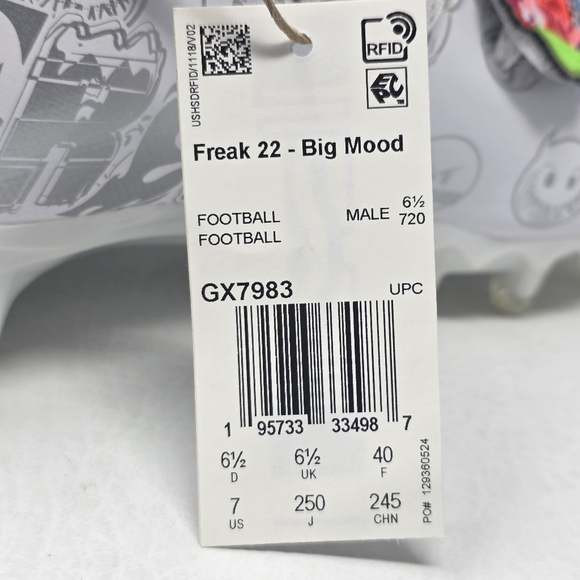 Adidas Freak 22 Big Mood Football Cleats White Silver GX7983 Men's Size 7 New - Picture 10 of 11